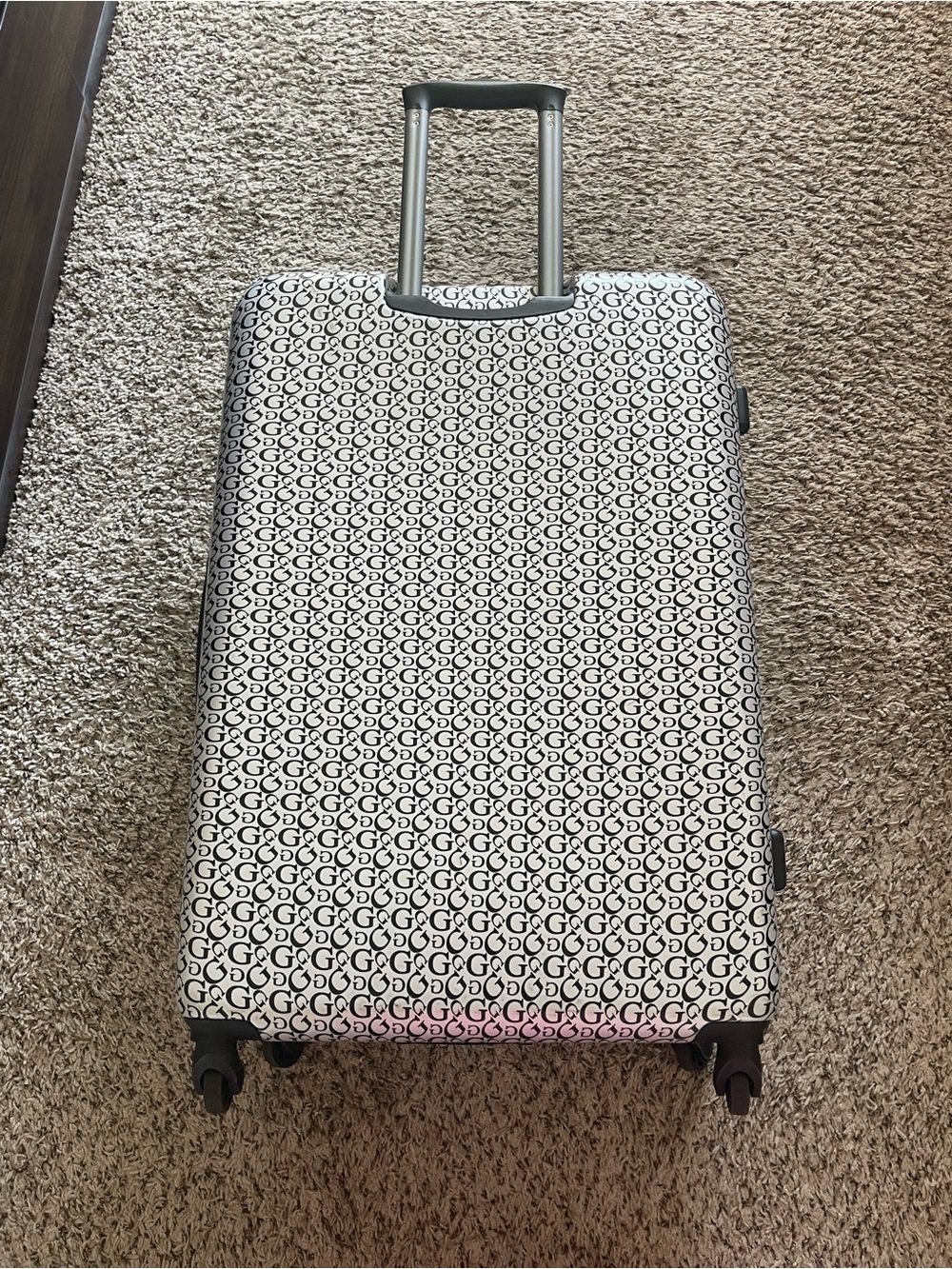 Black and White Patterned Rolling Carry-On Bag